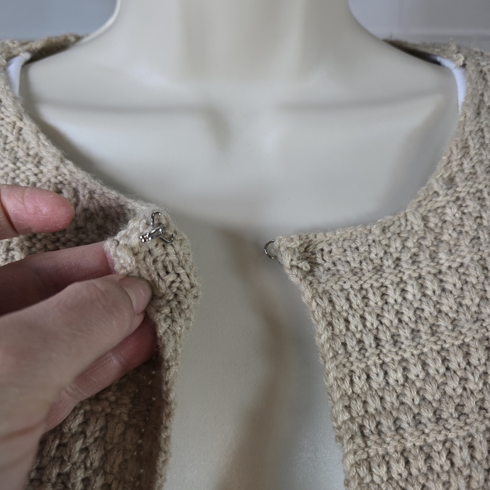 En Creme Fringe Detail Beige Sweater Cardigan Medium - Picture 8 of 10